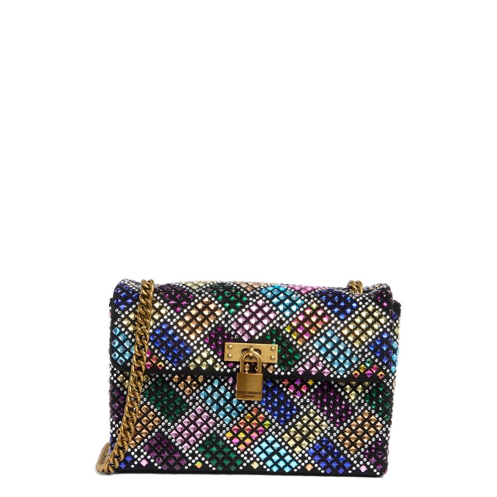 Multicolor Sequin Shoulder Bag with Gold Chain